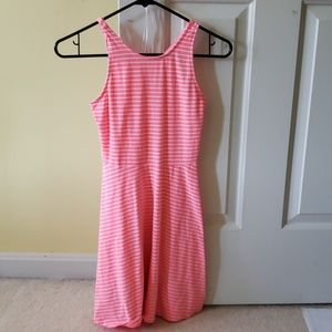 Old Navy pink white striped dress 10-12 large